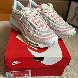 Worn once, size 9, W Air Max 97s